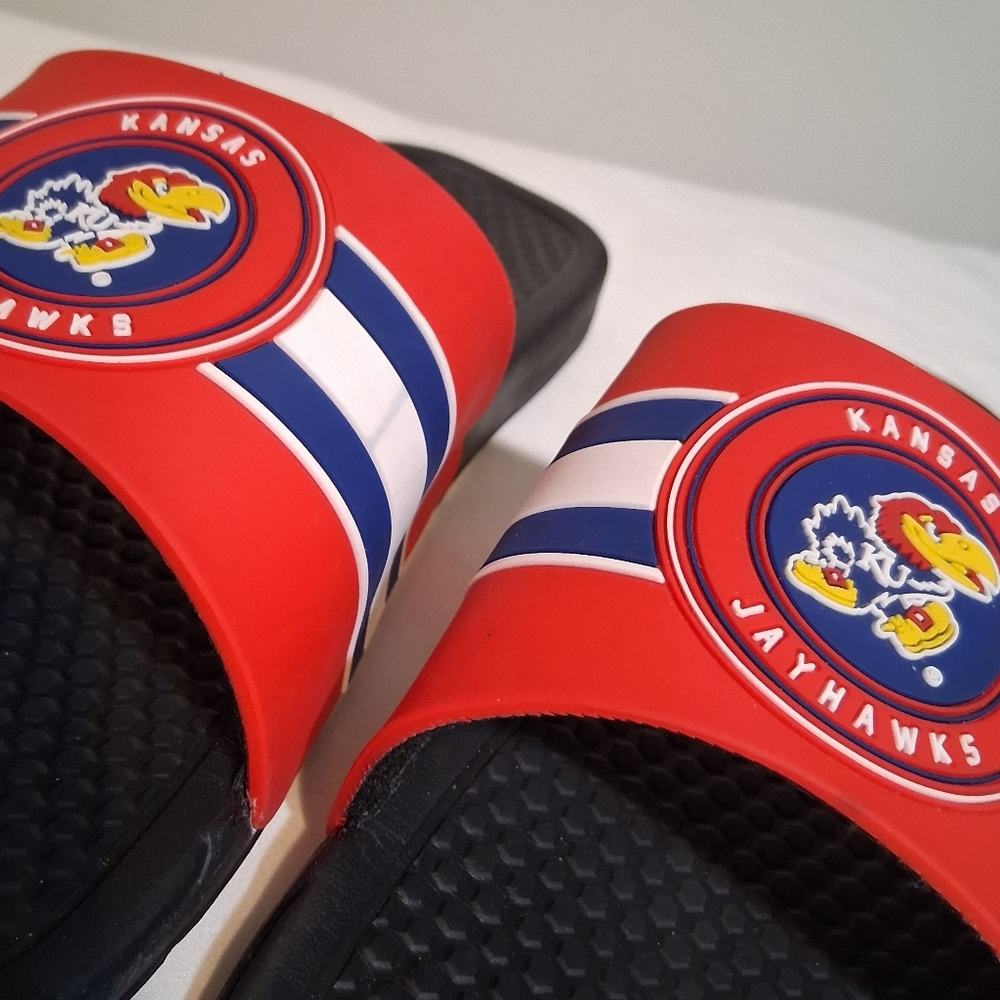 Kansas Jayhawks Red & Black Slide Sandals – Size Large (11–12) - Picture 4 of 10